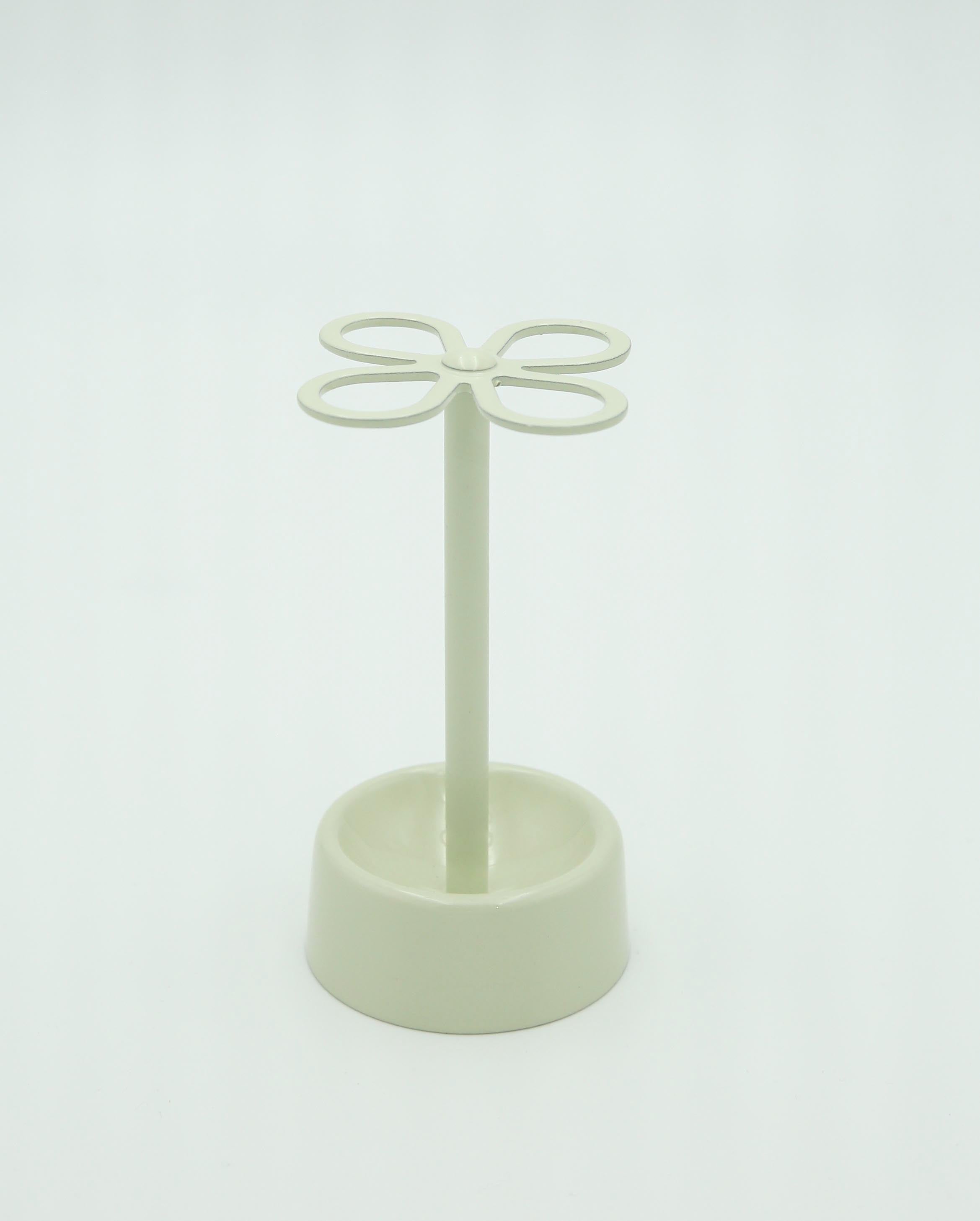 Four Leaf Clover Stainless Steel Toothbrush Holder (White)